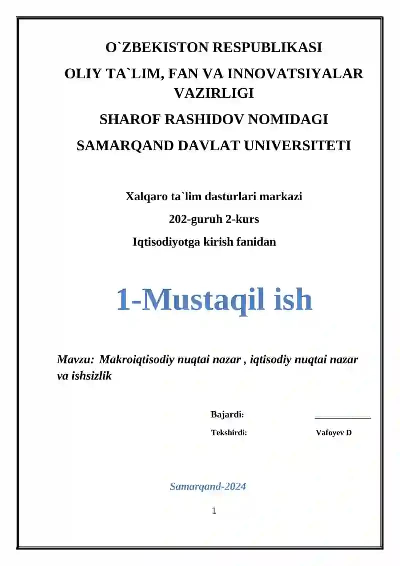 Makroiqtisodiy nuqtai nazar, iqtisodiy nuqtai nazar va ishsizlik