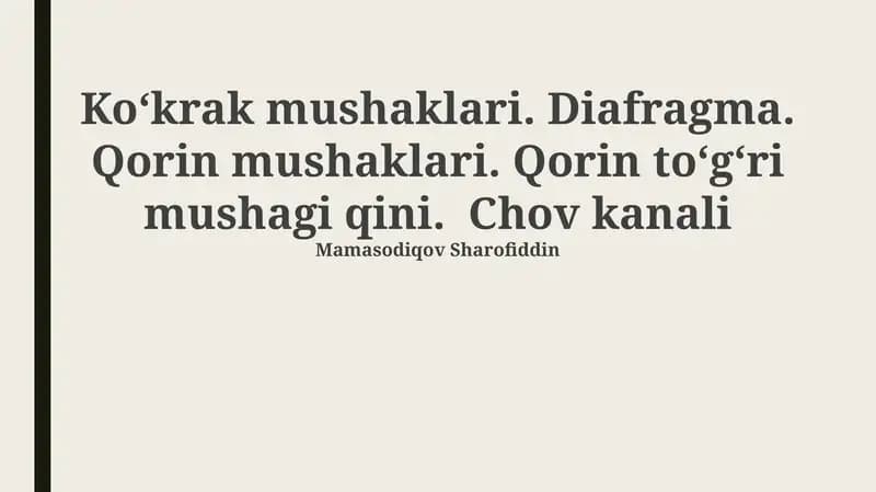 Ko'krak mushaklari, diafragma va qorin mushaklari: Anatomiyasi va fiziologiyasi