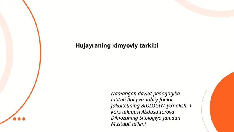 Hujayraning kimyoviy tarkibi