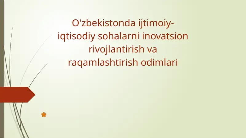 O'zbekistond aijtimoiy-iqtisodiy sohalarni inovatsion rivojlantirish va raqamlashtirish odimlari