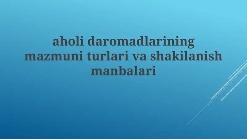 Aholi daromadining taqsimlanishi