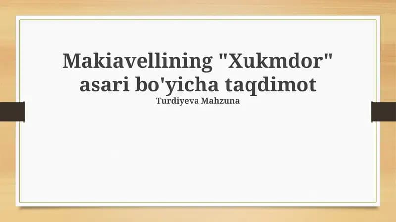 Makiavellining "Xukmdor" asari