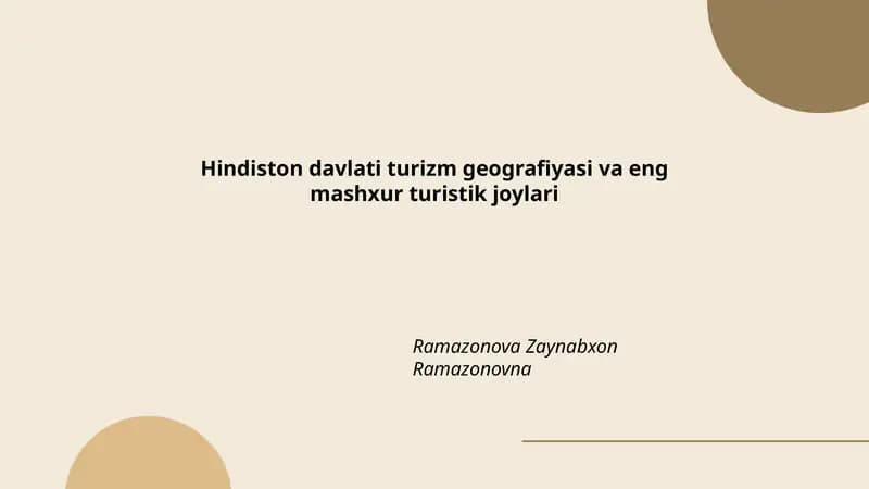 Hindiston davlati turizm geografiyasi va eng mashxur turistik joylari