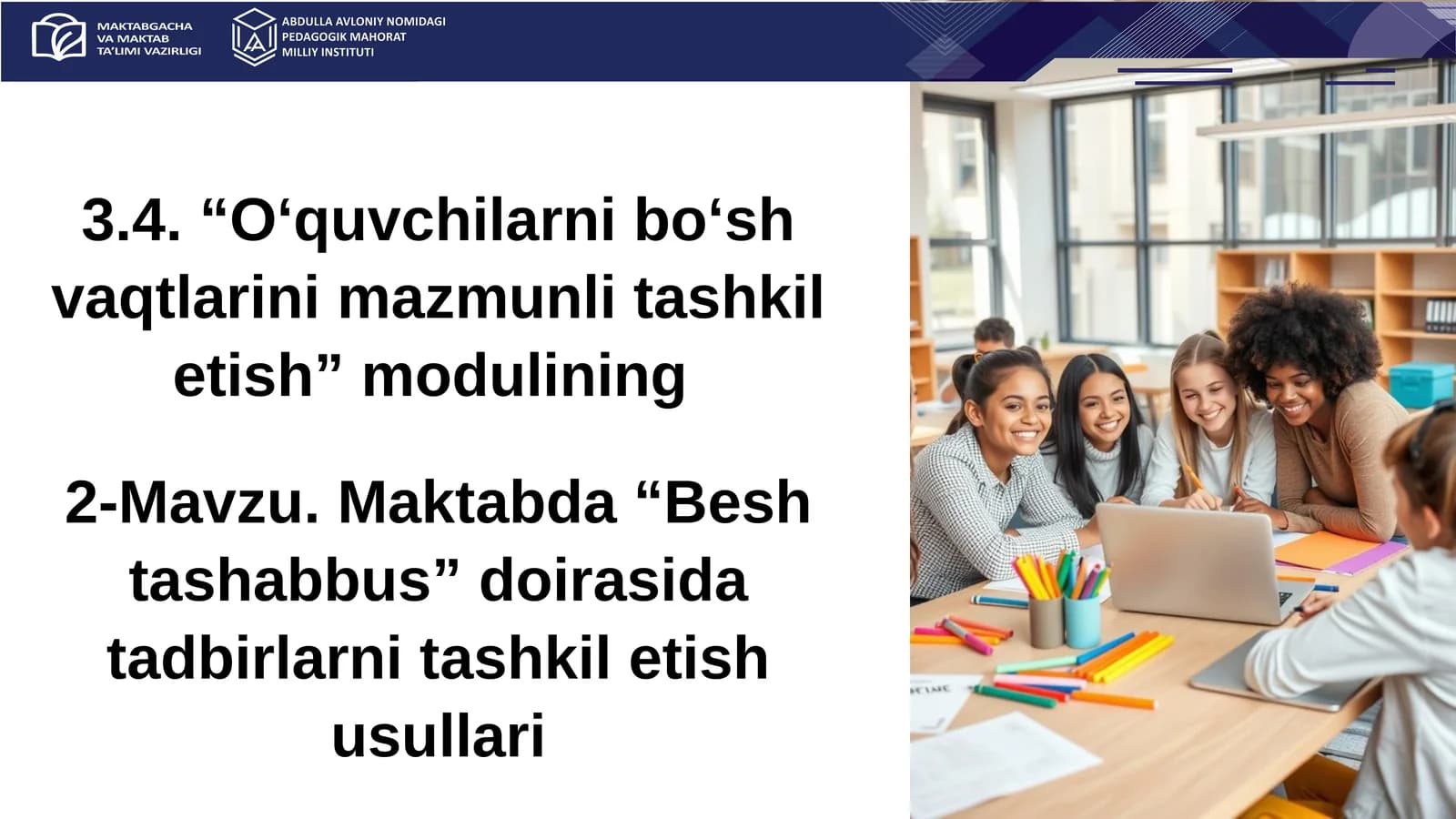 Maktabda “Beshtashabbus” doirasida tadbirlarni tashkil etish usullari