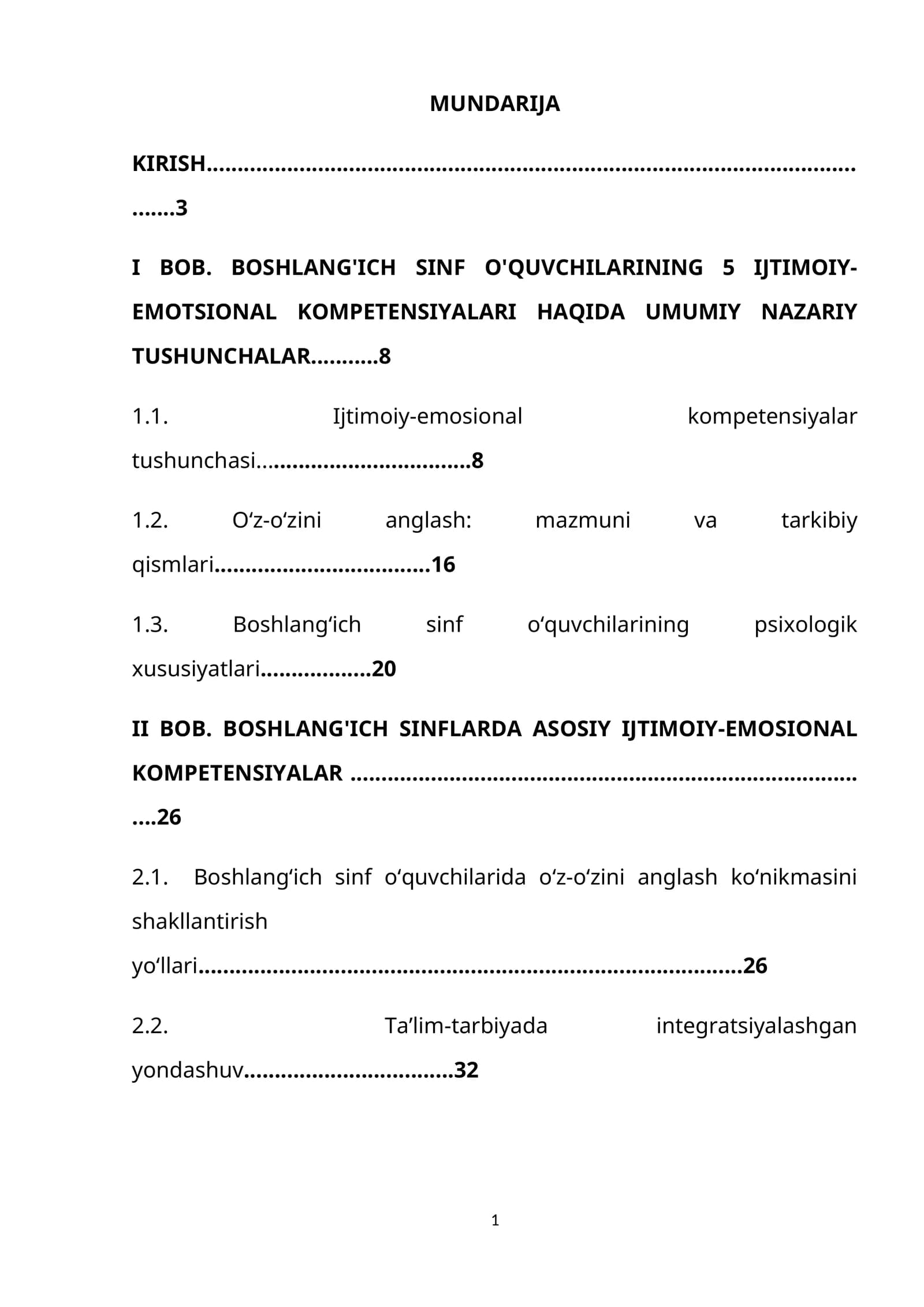 BOSHLANG'ICH SINF O'QUVCHILARINING IJTIMOIY-EMOTSIONAL KOMPETENSIYALARI