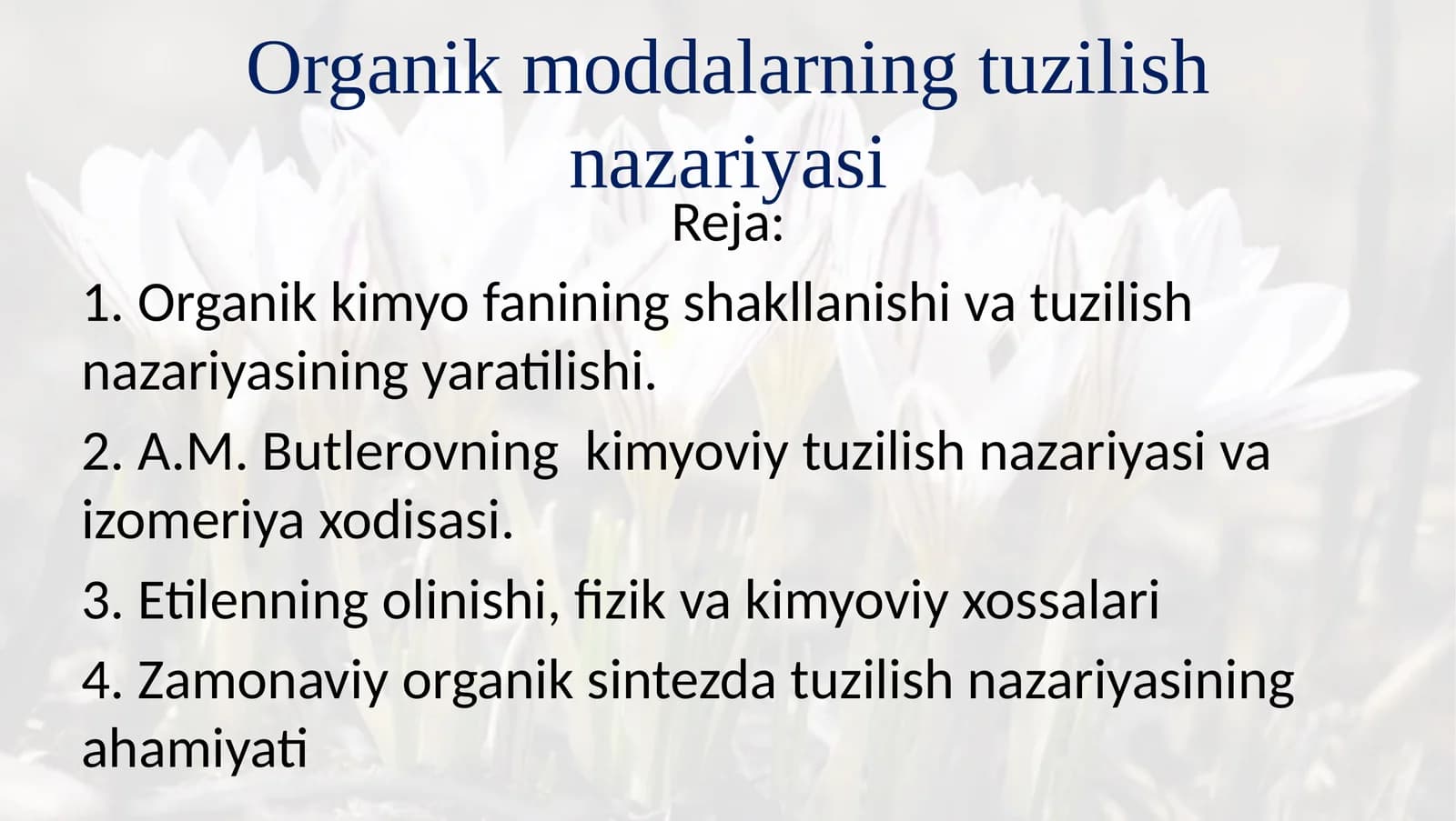 Organik moddalarning tuzilish nazariyasi