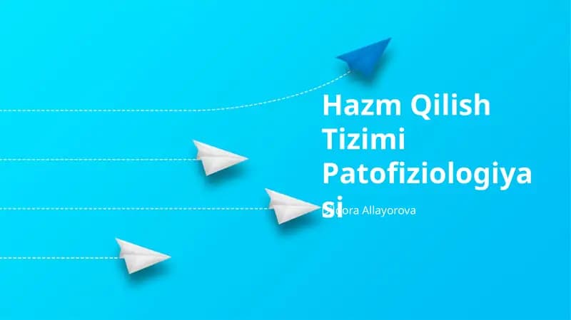 Hazm Qilish Tizimi Patofiziologiyasi