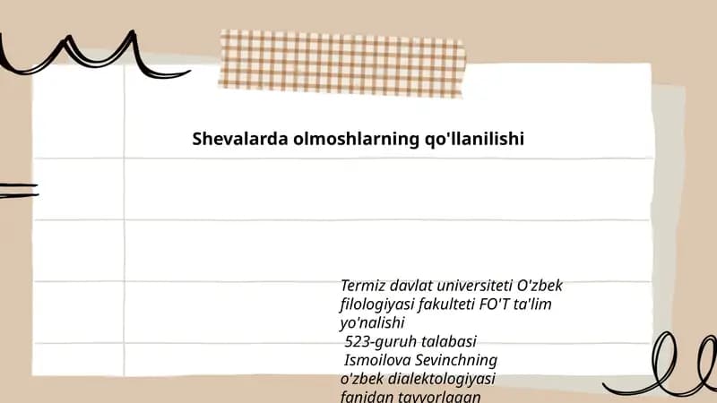 Shevalarda olmoshlarning qo'llanilishi