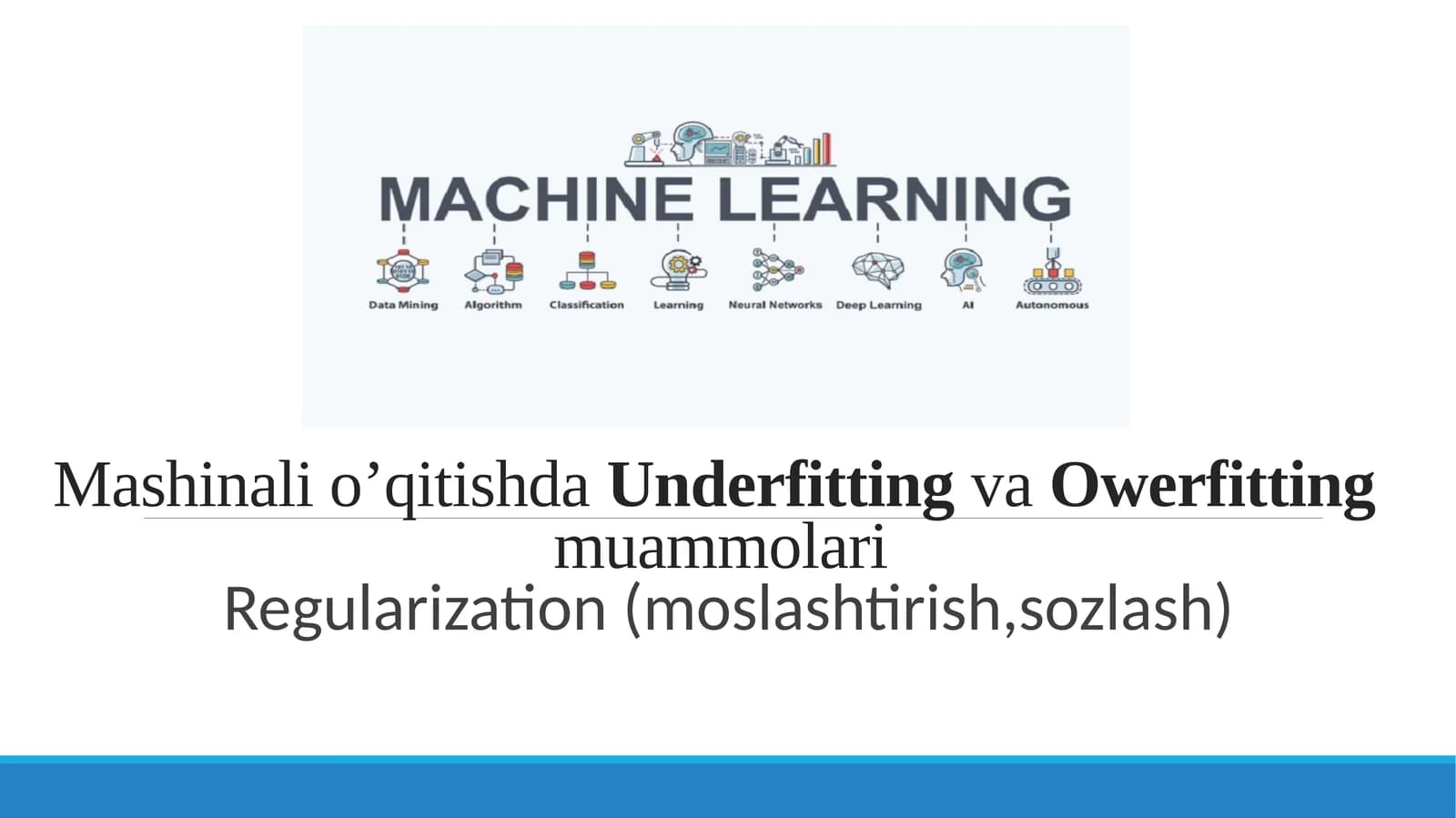 Mashinalio’qitishda Underfitting va Owerfitting muammolari Regularization (moslashtirish, sozlash)