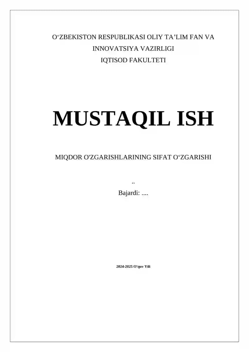Miqdoriy o'zgarishlarining sifat o'zgarishi