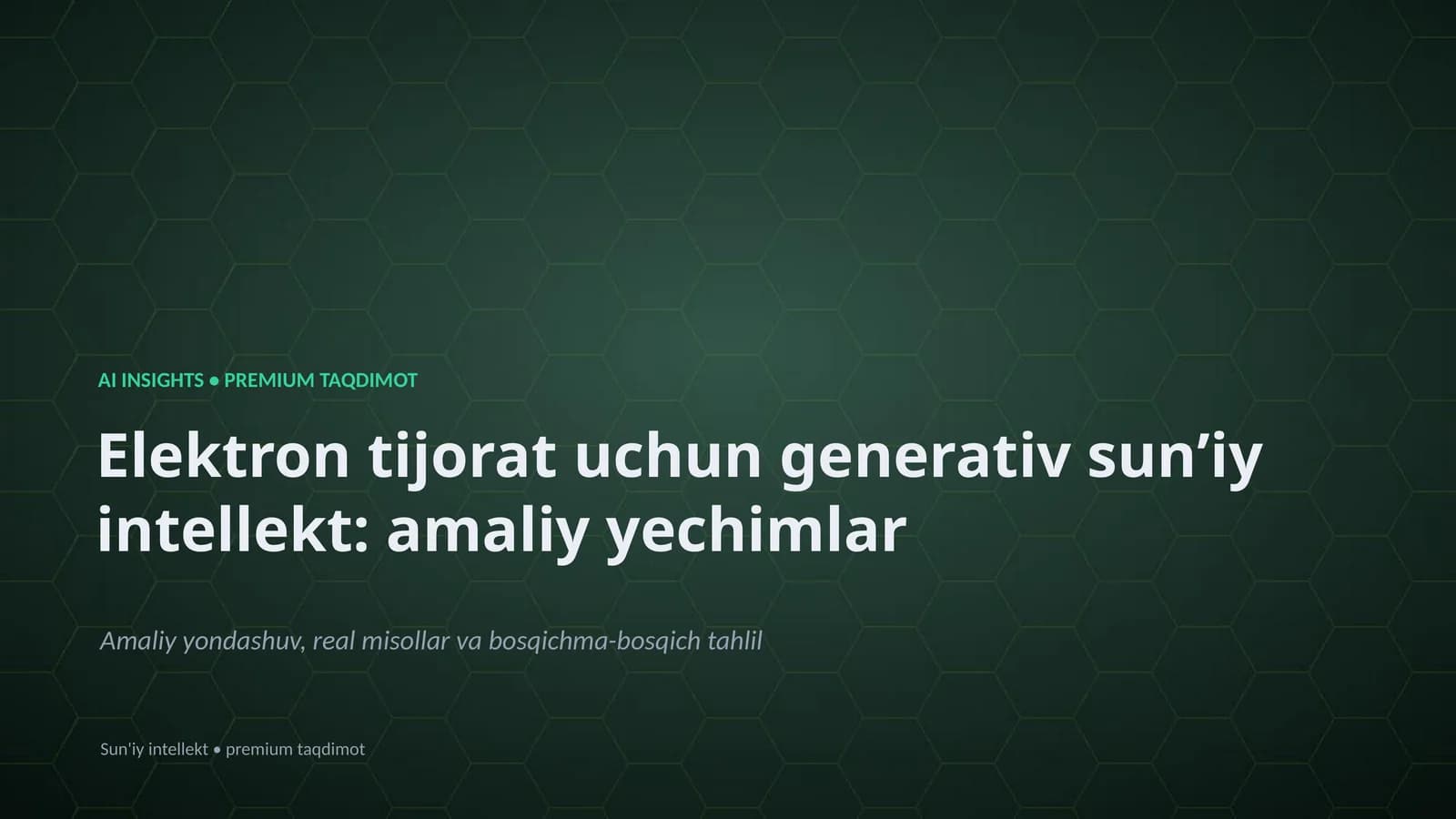 Elektron tijorat uchun generativ sunʼiy intellekt: amaliy yechimlar