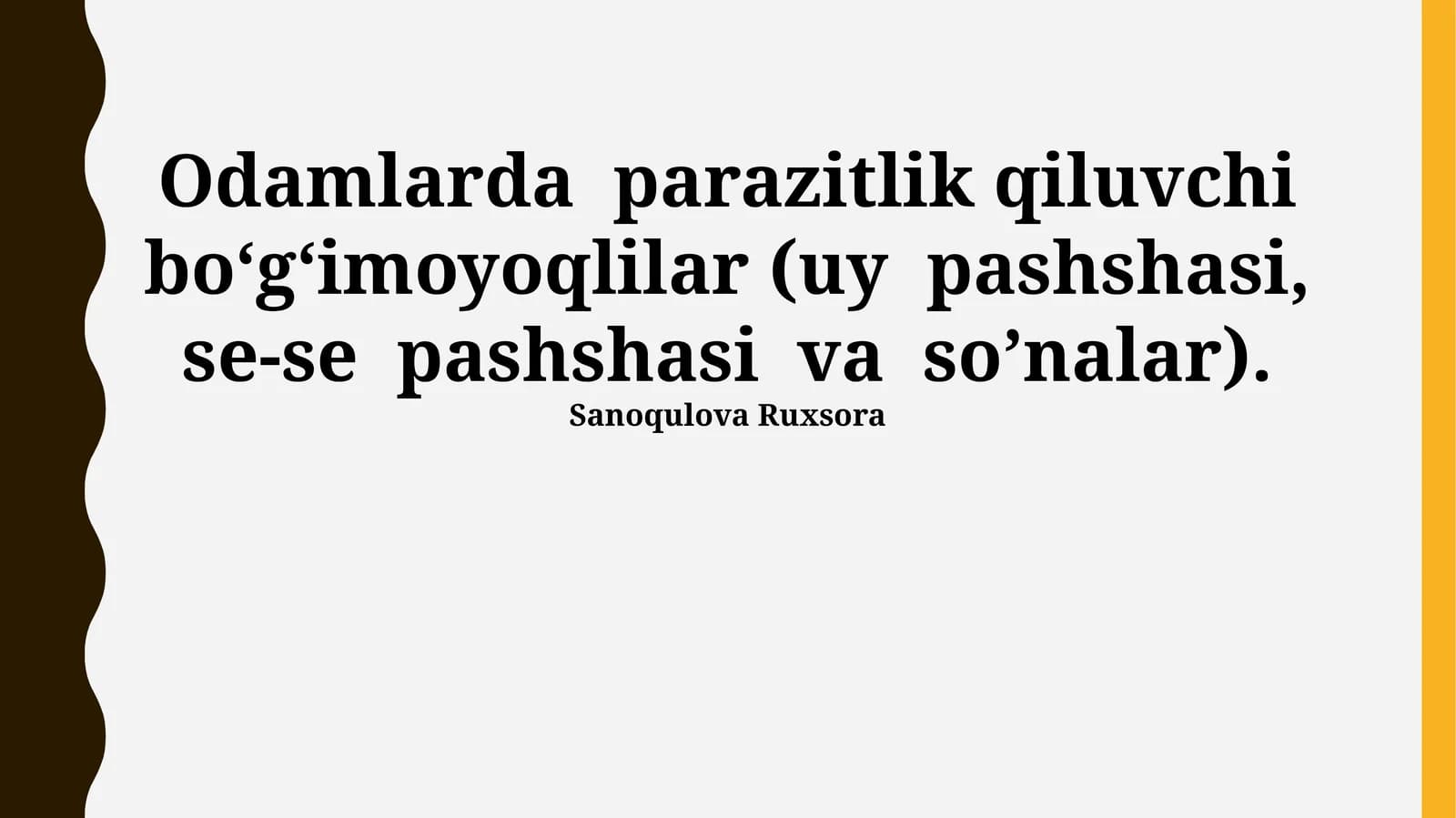 Odamlarda parazitlik qiluvchi bo‘g‘imoyoqlilar (uy pashshasi, se-se pashshasi va so’nalar)