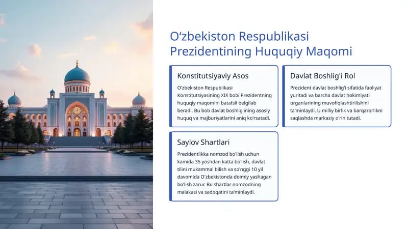 O‘zbekiston Respublikasi Prezidentining Huquqiy Maqomi