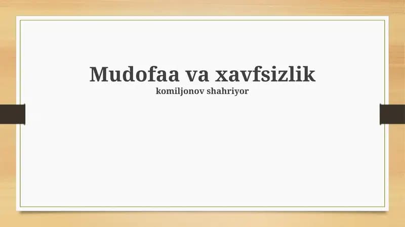 Mudofaa va Xavfsizlik