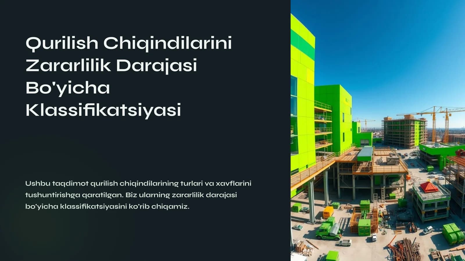 Qurilish Chiqindilarini Zararlilik Darajasi Bo'yicha Klassifikatsiyasi