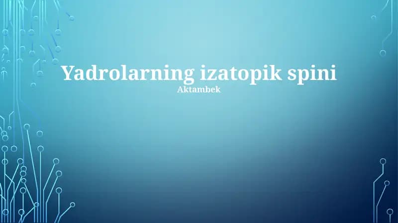 Yadrolarning izatopik spini