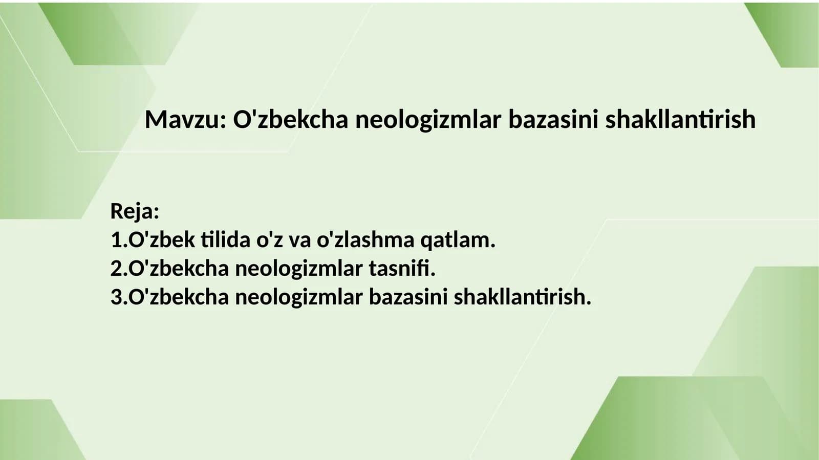 O'zbekcha neologizmlar bazasini shakllantirish