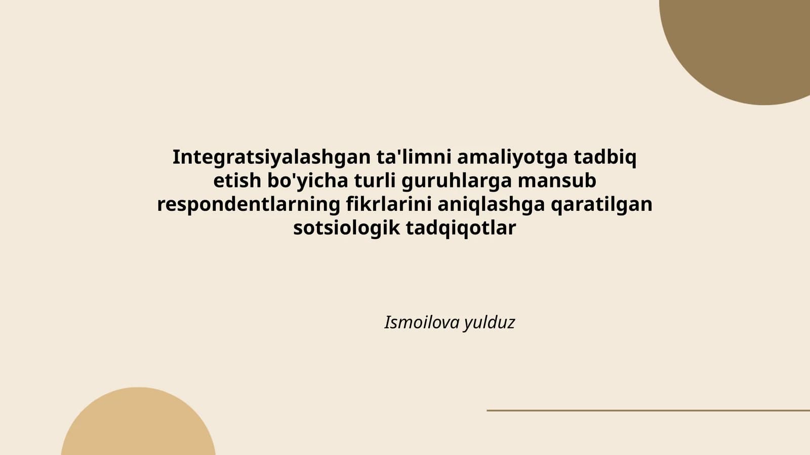 Integratsiyalashgan ta'limni amaliyotga tadbiq etish bo'yicha turli guruhlarga mansub respondentlarning fikrlarini aniqlashga qaratilgan sotsiologik tadqiqotlar