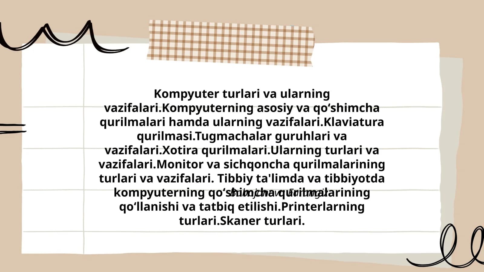 Kompyuter turlari va ularning vazifalari