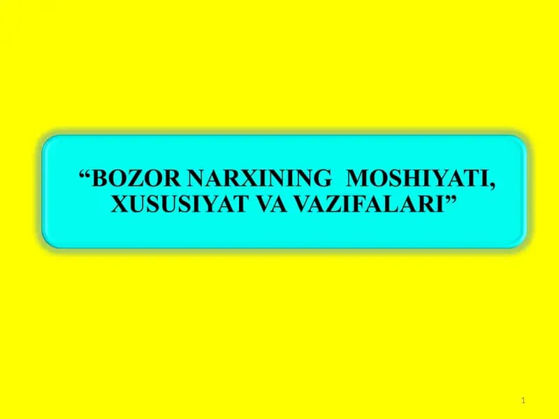 Narx tushunchasi va bozor narxining ikki tomonlama tabiati