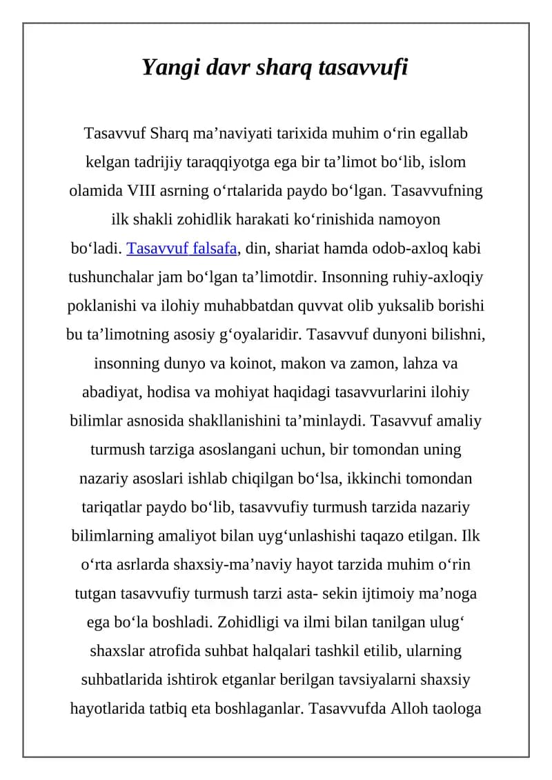 Yangi davr sharq tasavvufi