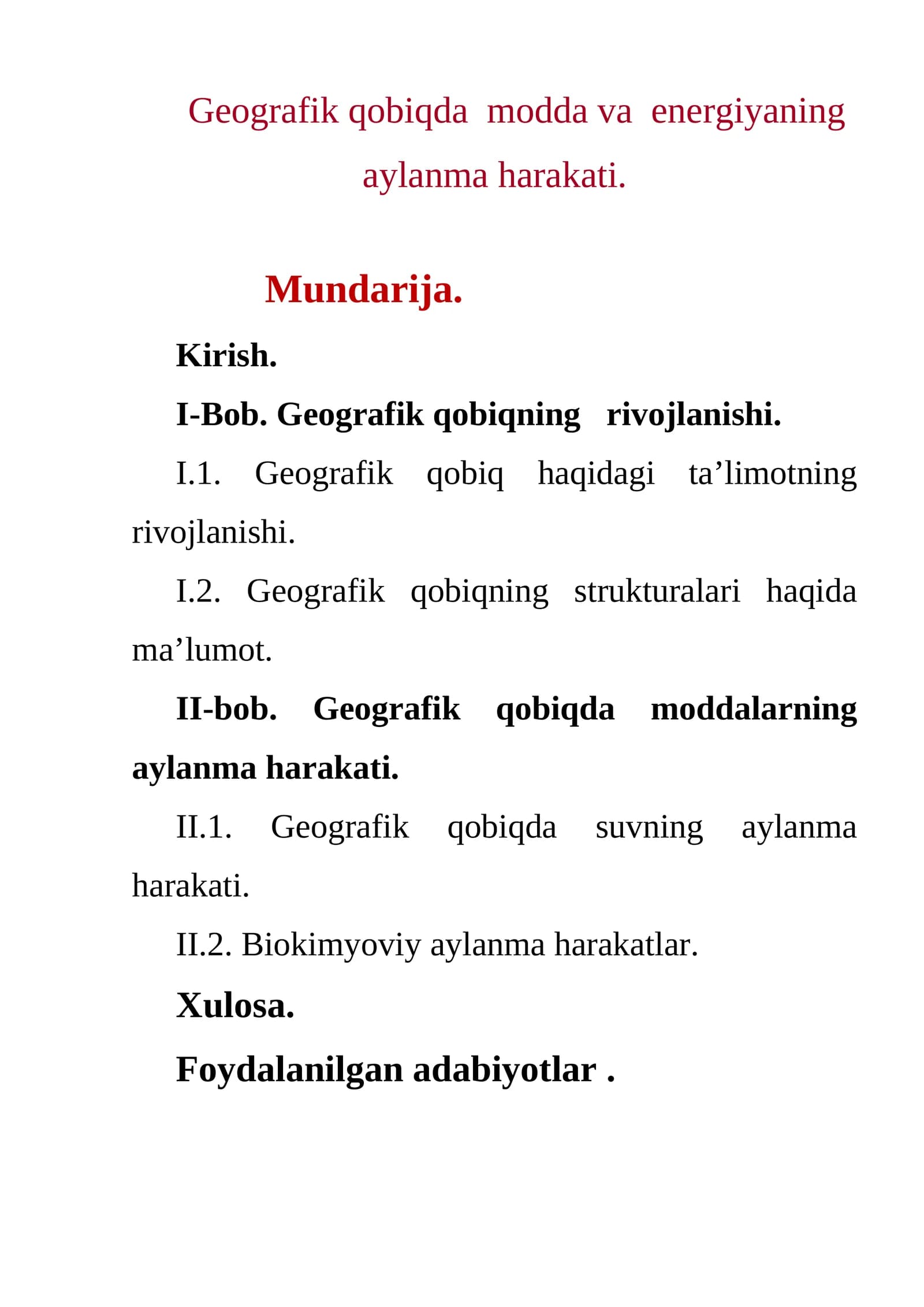 Geografik qobiqda modda va energiyaning aylanma harakati