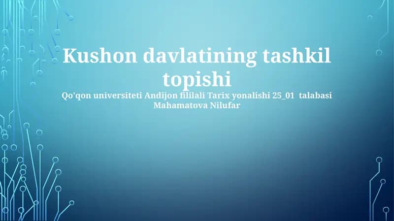 Kushon Davlatining Tashkil Topishi