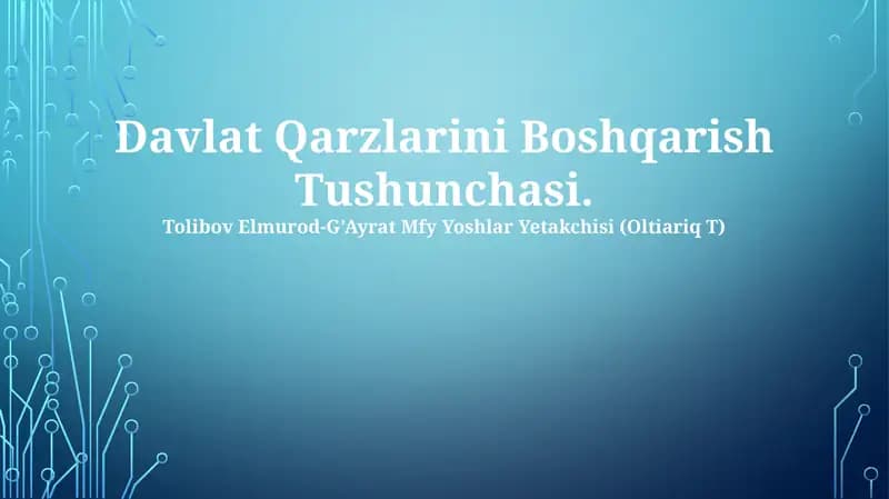 Davlat Qarzlarini Boshqarish Tushunchasi