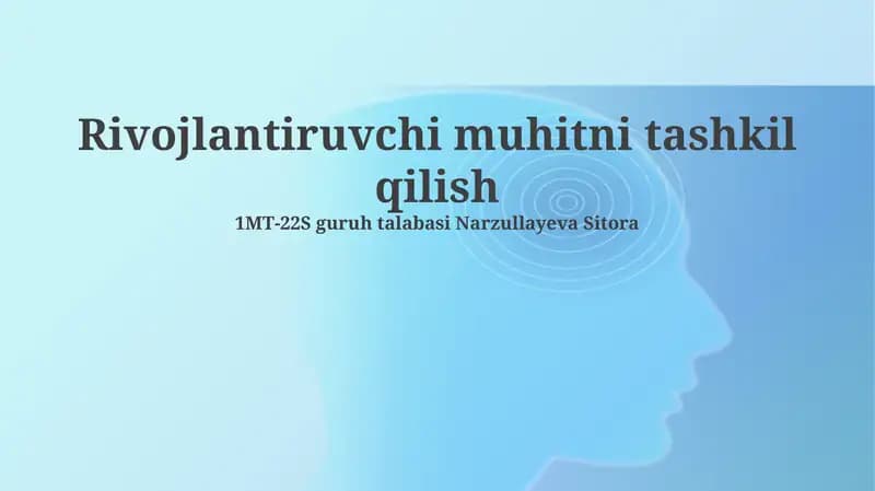 Rivojlantiruvchi muhitni tashkil qilish