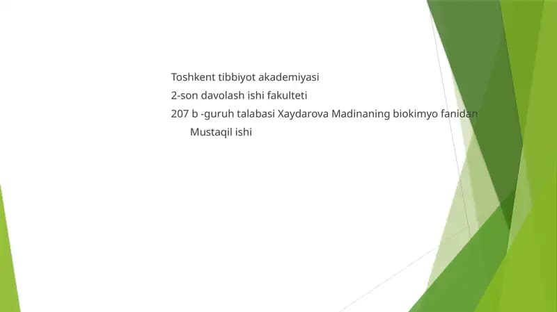 MAVZU: QANDLI DIABETDA KARBONSUVLAR,YOG’LAR VA OQSILLAR ALMASHINUVINING BUZILISHI