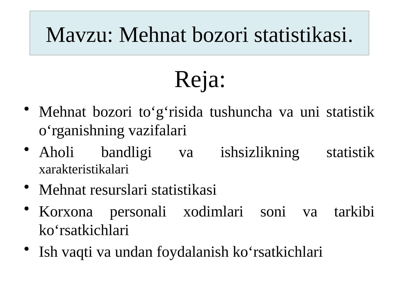 Mehnat bozori statistikasi