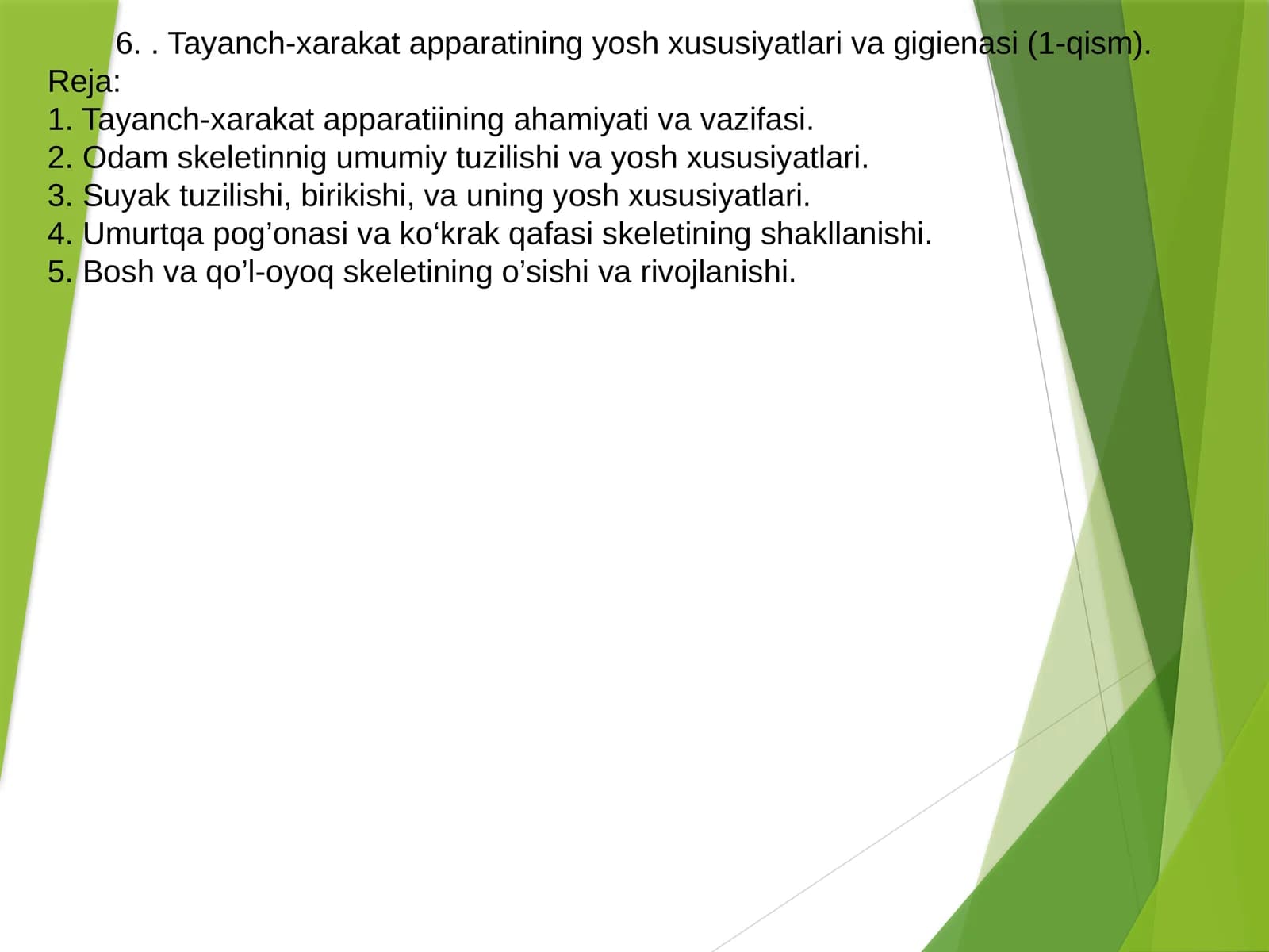 Tayanch-xarakat apparatining yosh xususiyatlari va gigienasi (1-qism)