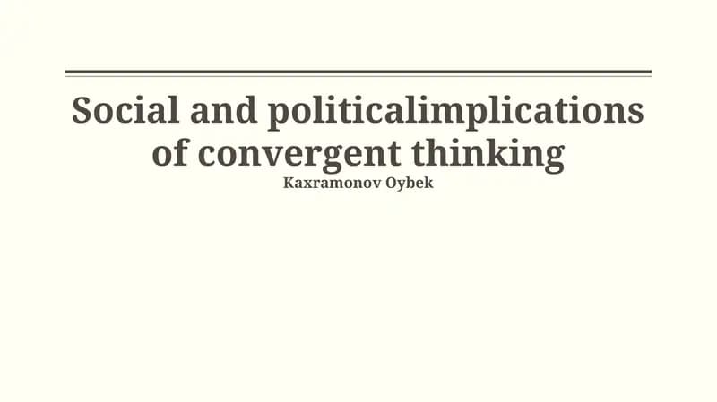 Convergent Thinking in Social Media