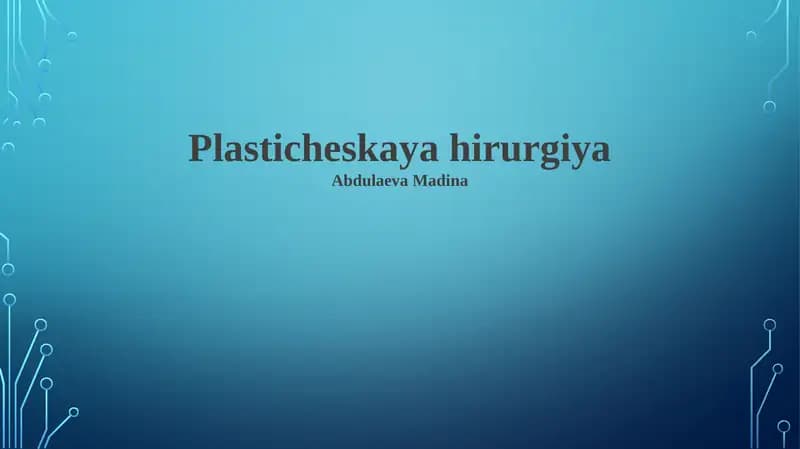 Plastik Jarrohlikdan Keyingi Davr