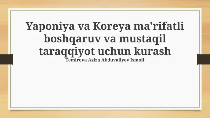 Zamonaviy Yaponiya va Koreyaning merosi