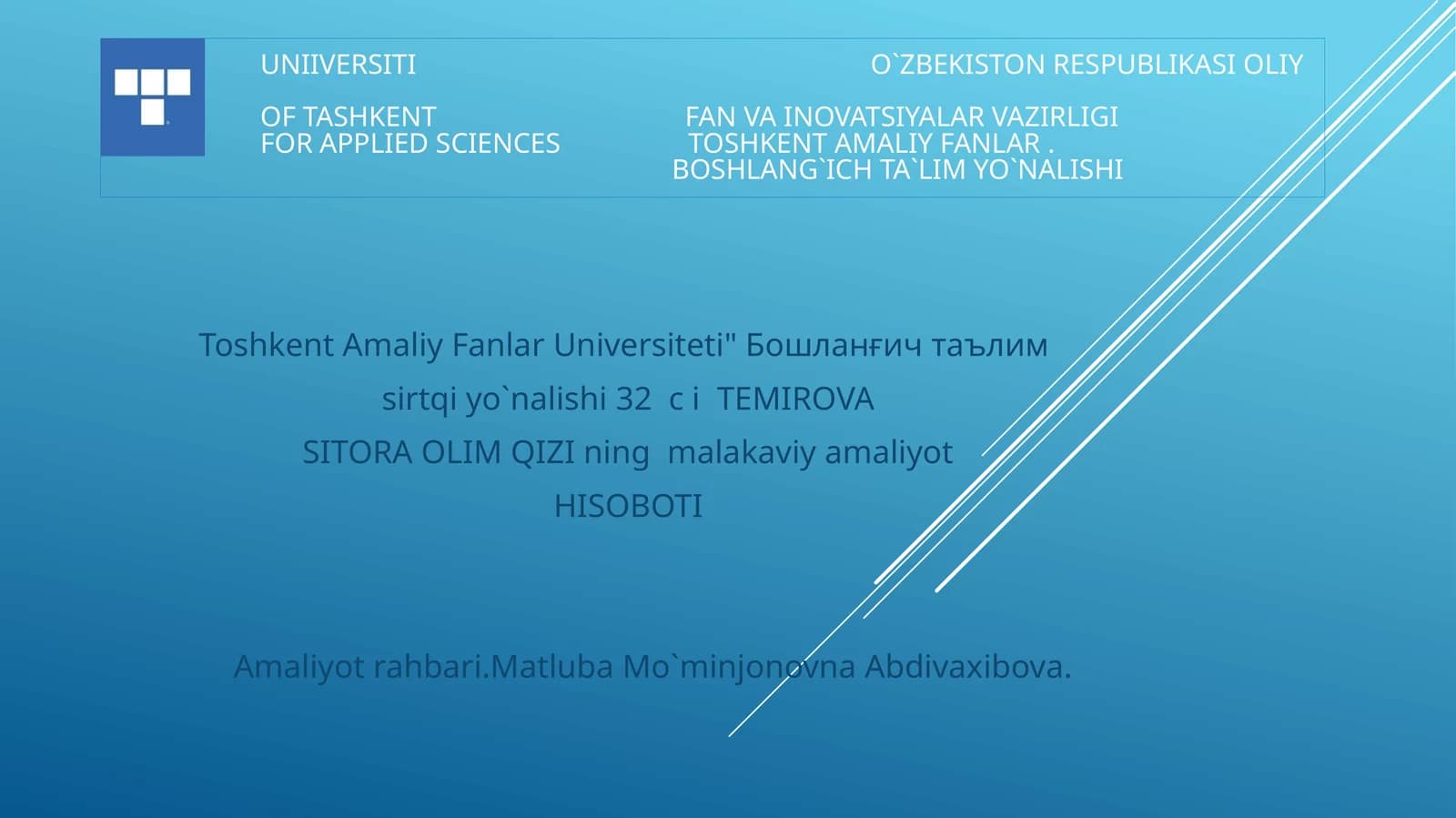 Amaliyot hisoboti