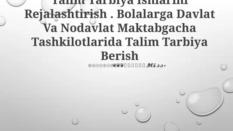 Talim Tarbiya Ishlarini Rejalashtirish