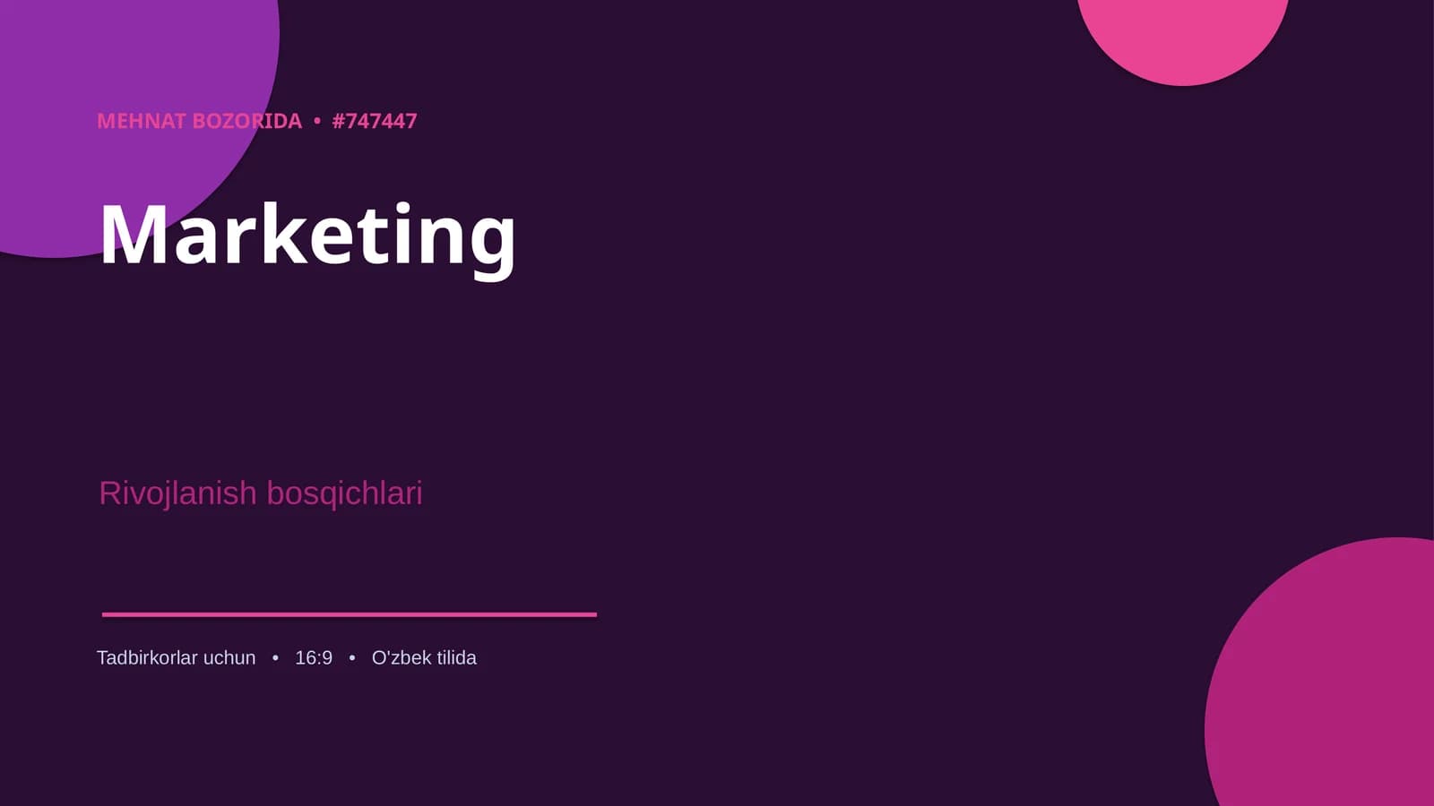Marketing Rivojlanish bosqichlari