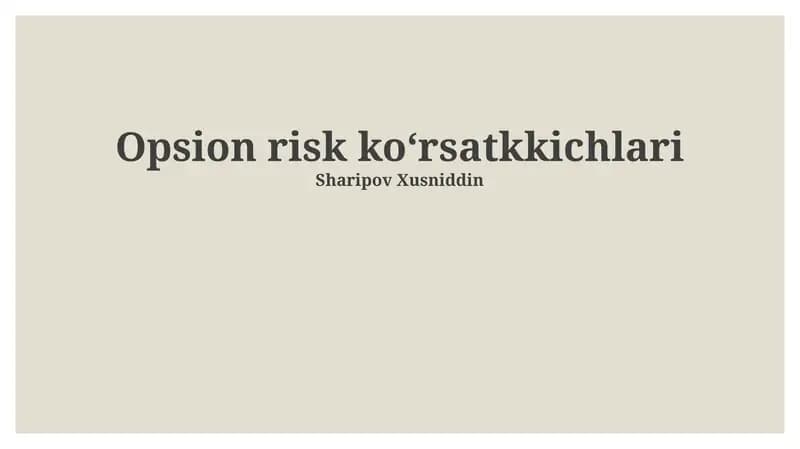 Opsion risk ko'rsatkichlari