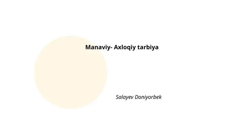 Ma'naviy-Axloqiy Tarbiya