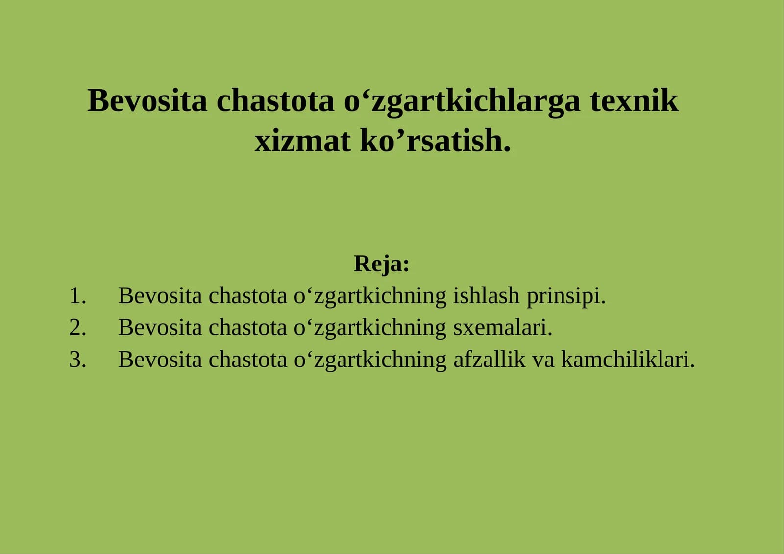 Bevosita chastota 6000o‘zgartkichlari