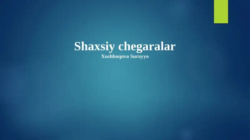Muloqot orqali chegaralarni o'rnatish