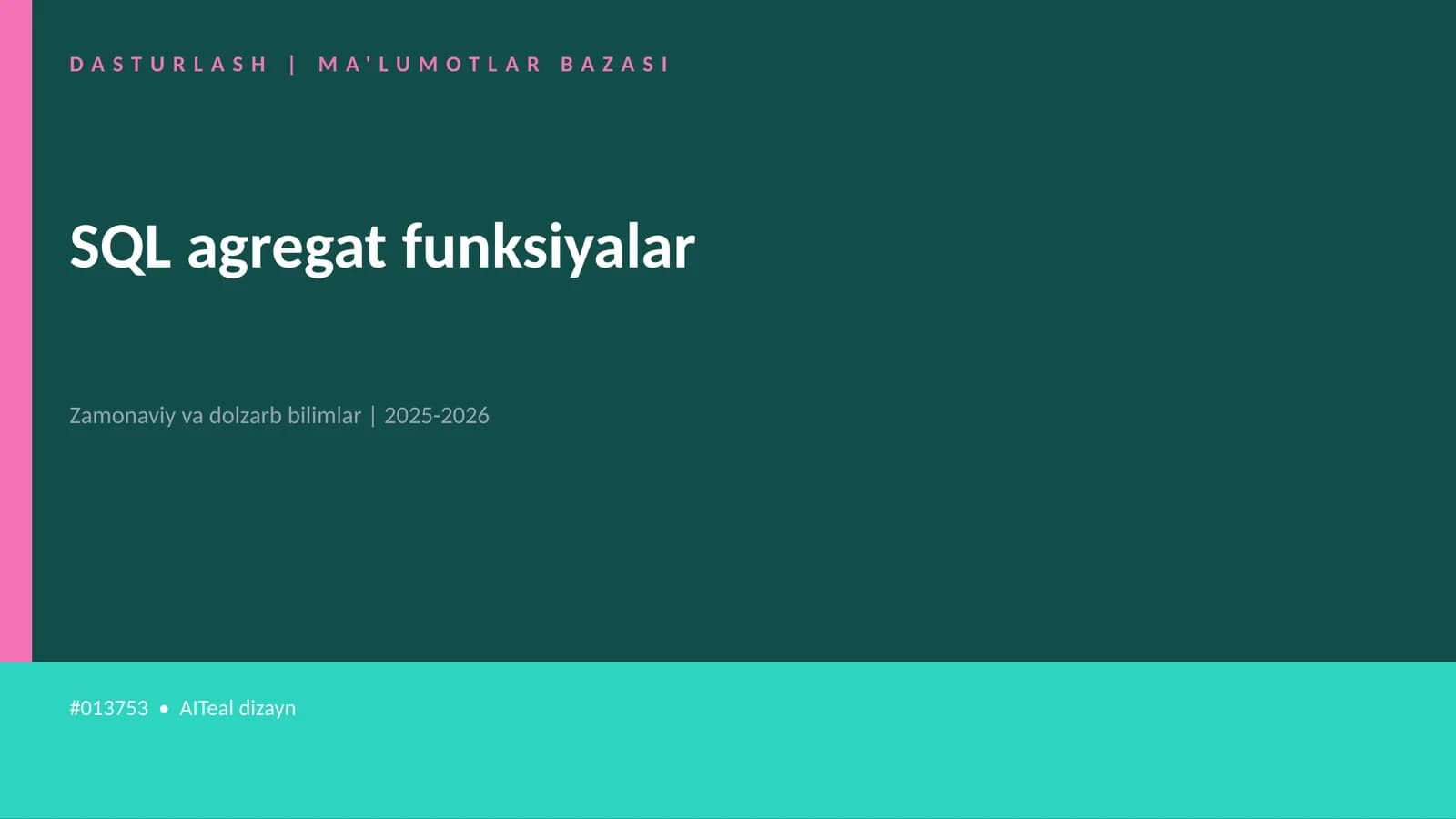 SQL agregat funksiyalar