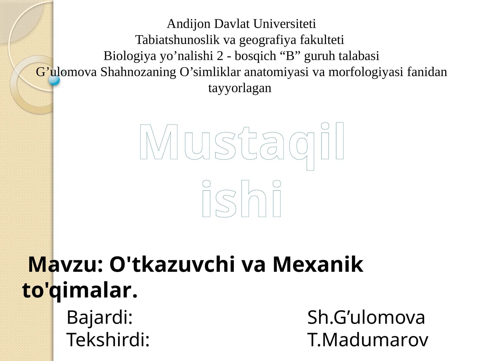 O'simliklar anatomiyasi va morfologiyasi