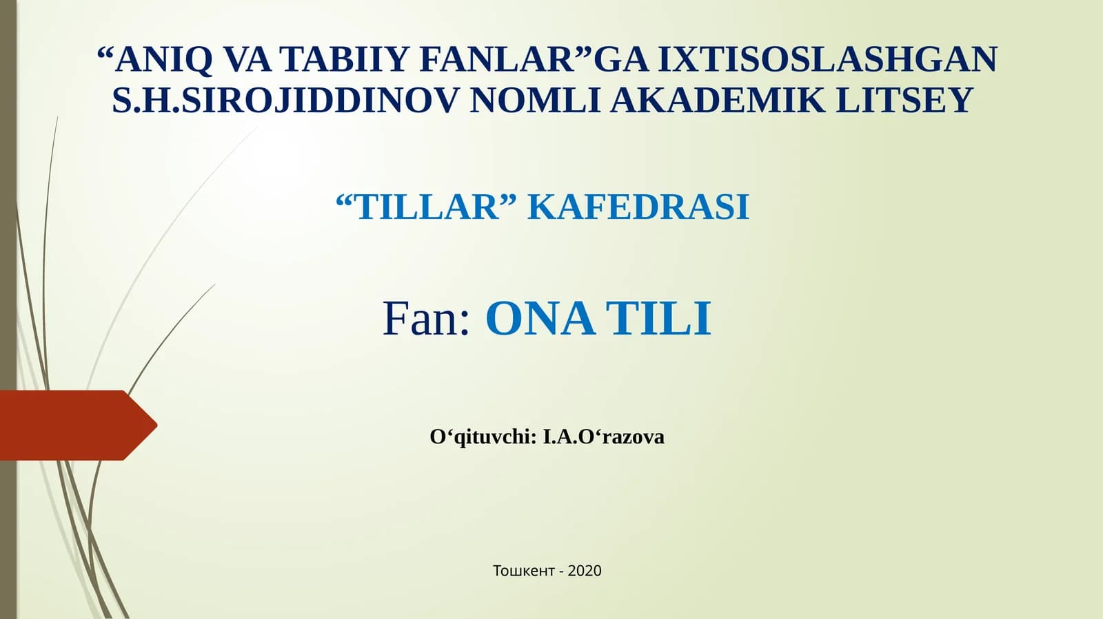 ANIQ VA TABIIY FANLAR