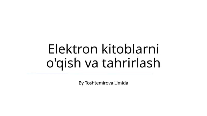 Elektron kitoblarni o'qish va tahrirlash