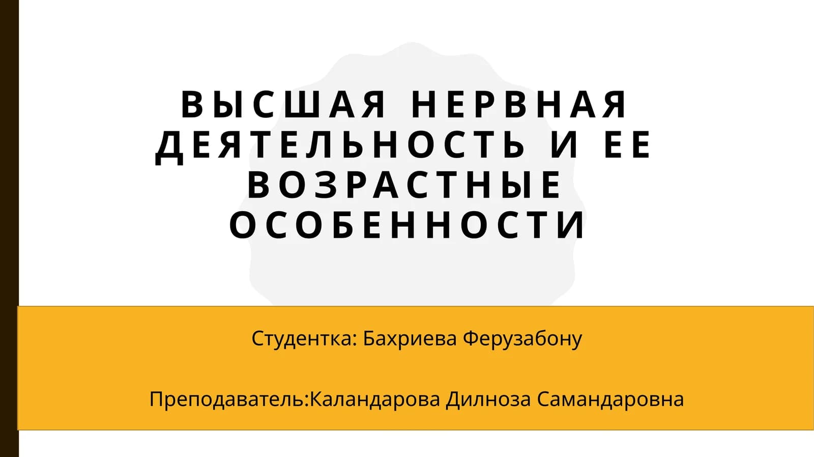 Высшая нервная деятельность и ее возрастные особенности