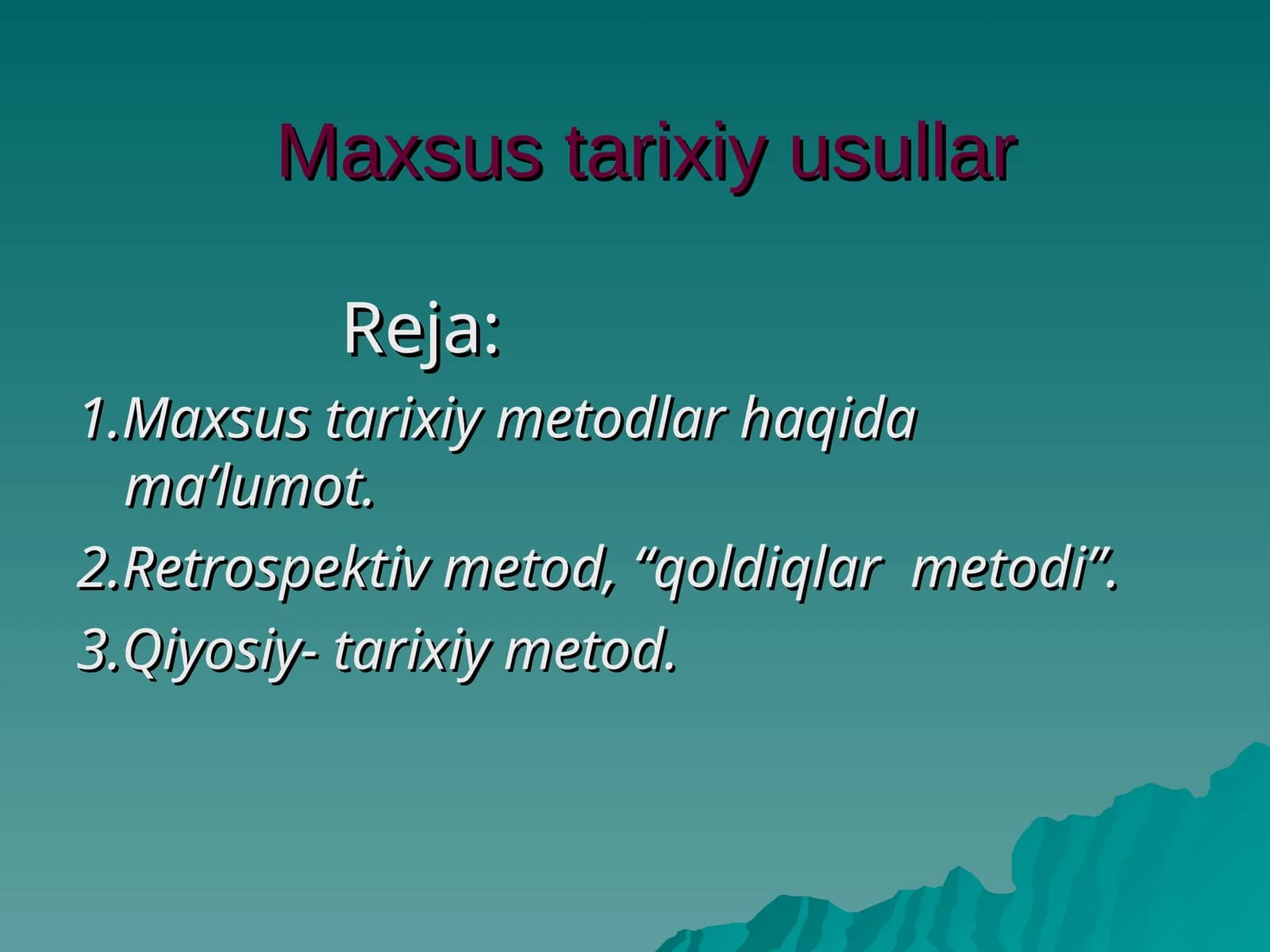 Maxsus tarixiy usullar