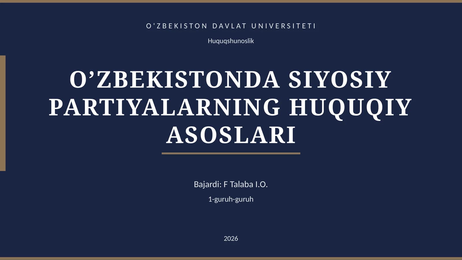 O’ZBEKISTONDA SIYOSIY PARTIYALARNING HUQUQIY ASOSLARI