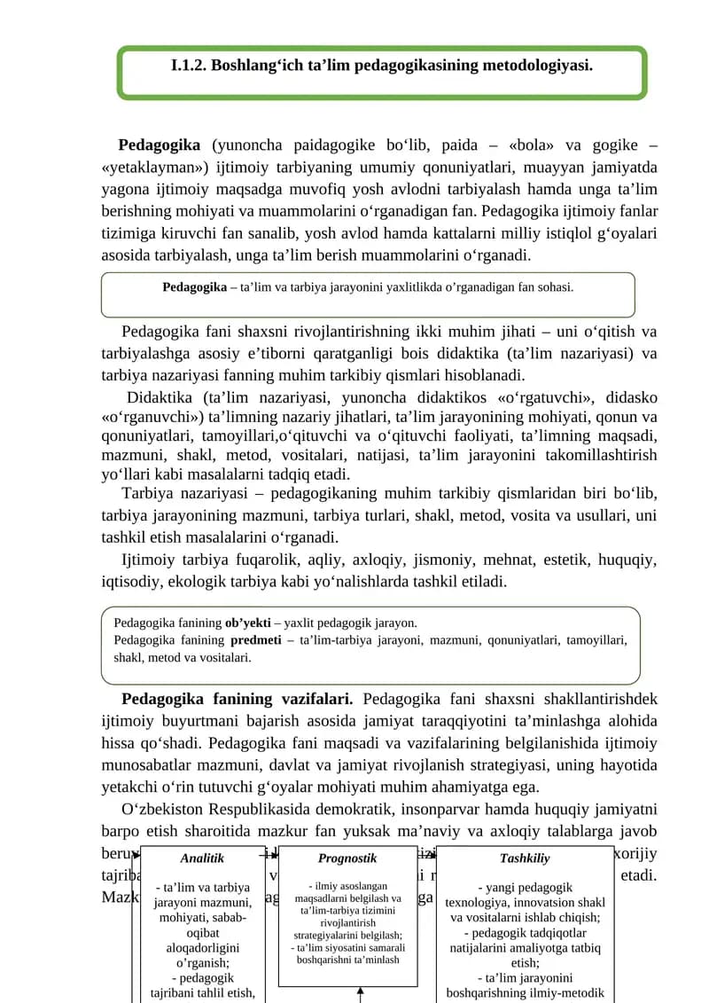 Boshlang‘ich taʼlim pedagogikasining metodologiyasi